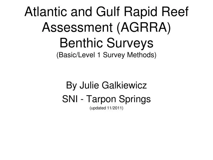 atlantic and gulf rapid reef assessment agrra benthic surveys basic level 1 survey methods