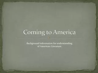 coming to america