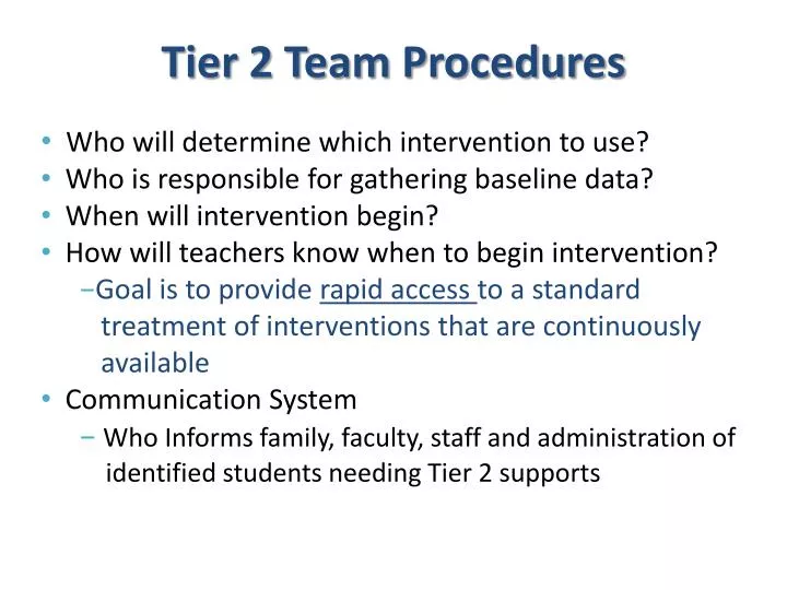 tier 2 team procedures