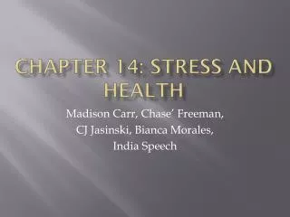 Chapter 14: Stress and Health