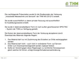 Die nachfolgende Präsentation wurde für die Studierenden der Vorlesung
