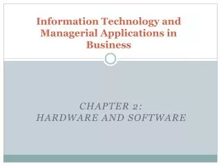 Information Technology and Managerial Applications in Business