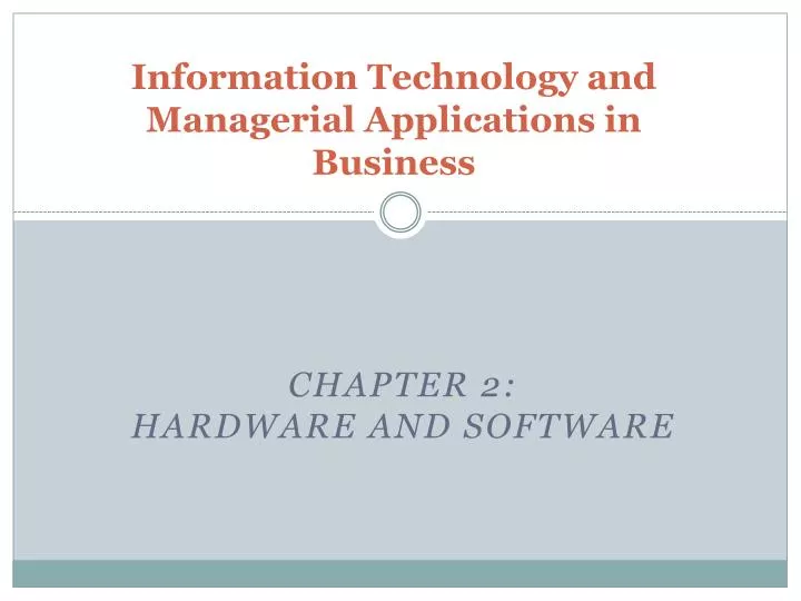 information technology and managerial applications in business