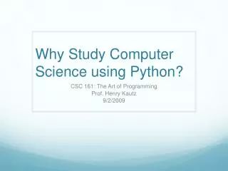 Why Study Computer Science using Python?