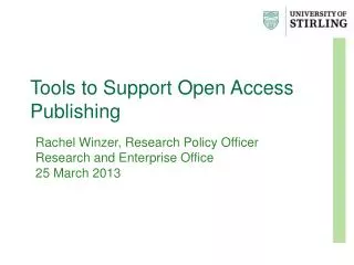 Tools to Support Open Access Publishing