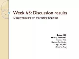 Week #3: Discussion results