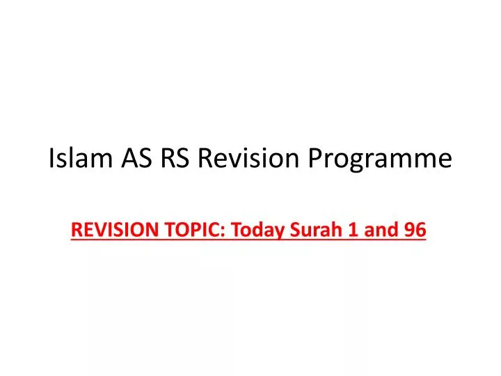 islam as rs revision programme