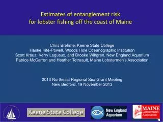 Estimates of entanglement risk for lobster fishing off the coast of Maine