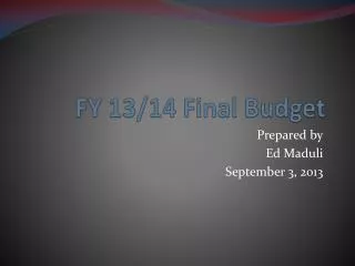 FY 13/14 Final Budget