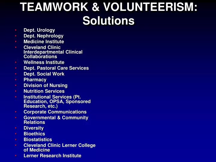 teamwork volunteerism solutions