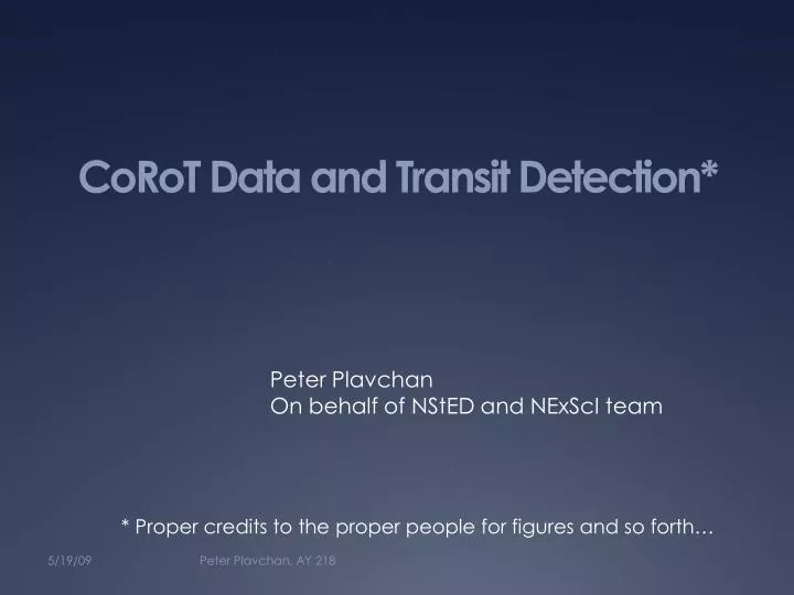 corot data and transit detection