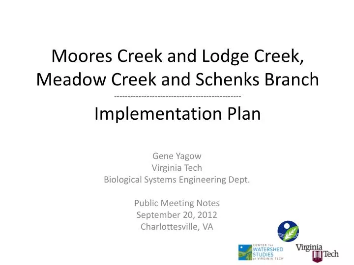 moores creek and lodge creek meadow creek and schenks branch implementation plan