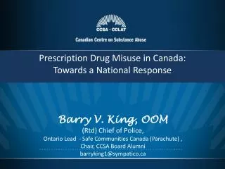 Prescription Drug Misuse in Canada: Towards a National Response