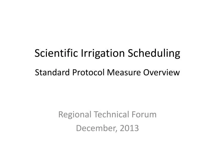 scientific irrigation scheduling standard protocol measure overview