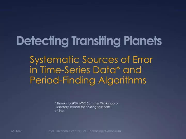 detecting transiting planets