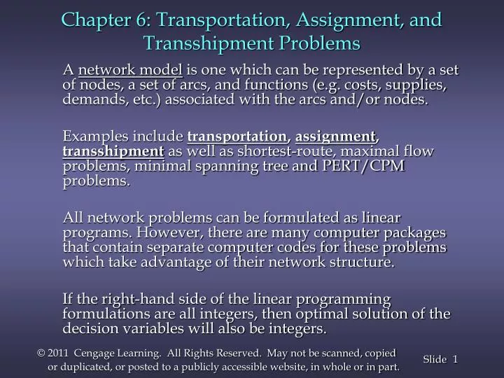 chapter 6 transportation assignment and transshipment problems