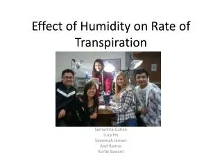 Effect of Humidity on Rate of Transpiration