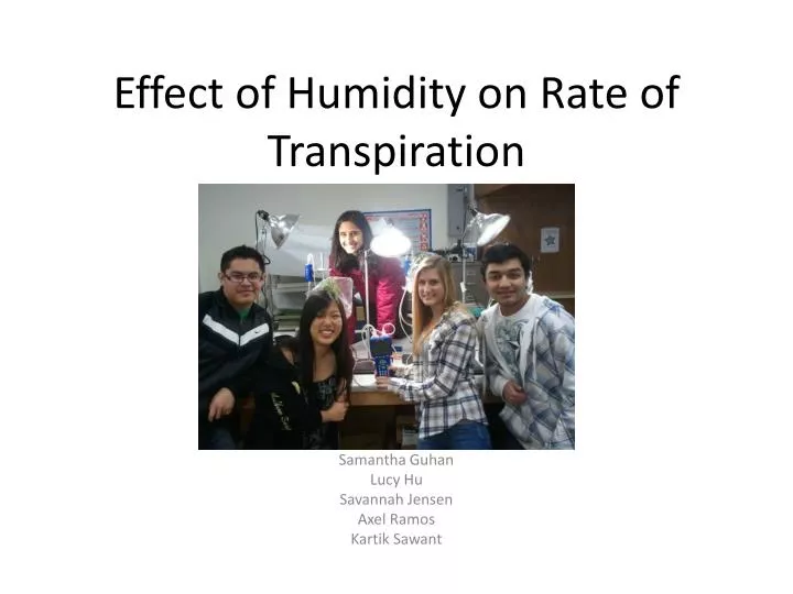 effect of humidity on rate of transpiration