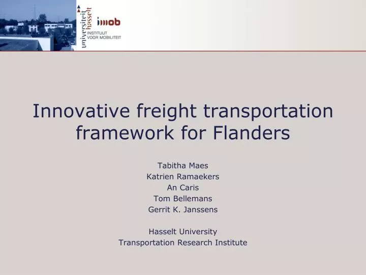 innovative freight transportation framework for flanders