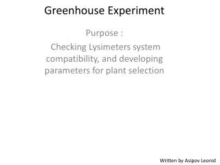Greenhouse Experiment