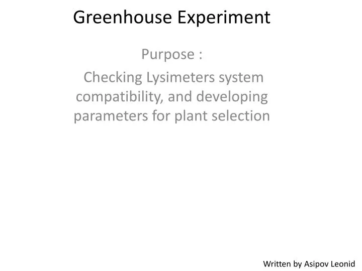 greenhouse experiment