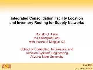 Integrated Consolidation Facility Location and Inventory Routing for Supply Networks
