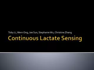 Continuous Lactate Sensing