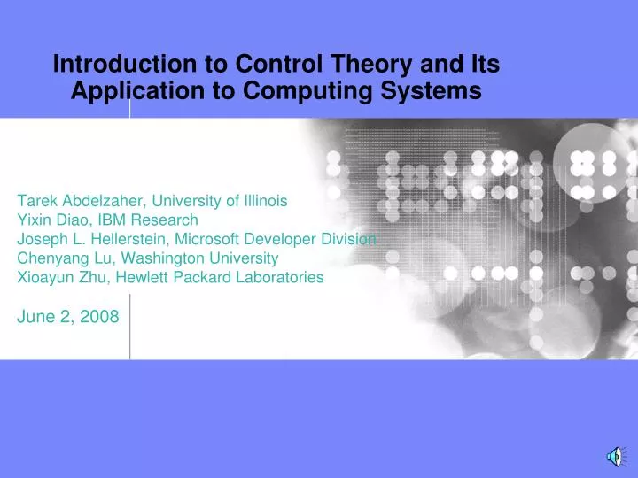 introduction to control theory and its application to computing systems