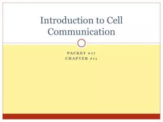 Introduction to Cell Communication