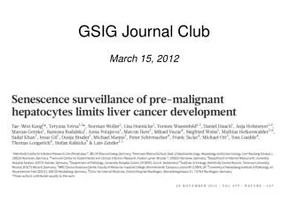 GSIG Journal Club March 15, 2012
