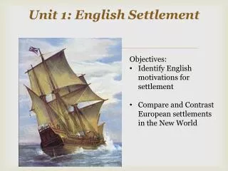 Unit 1: English Settlement