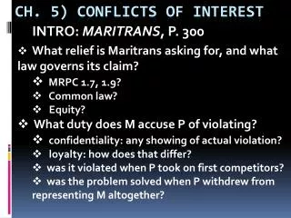Ch. 5) CONFLICTS OF INTEREST
