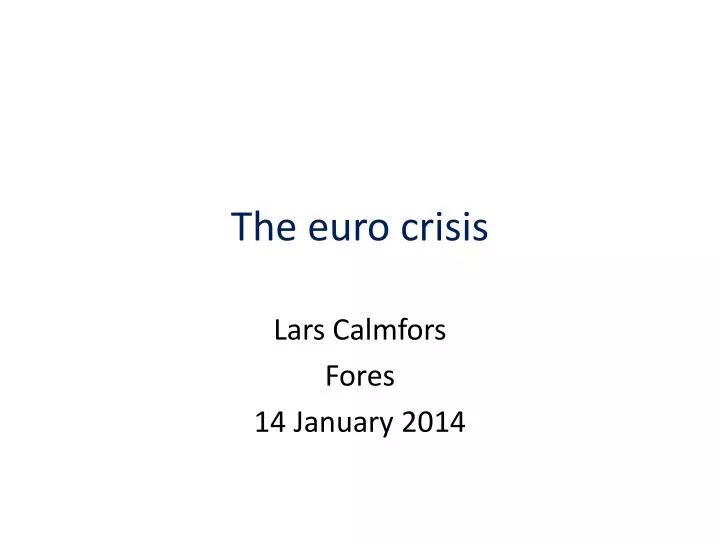 the euro crisis