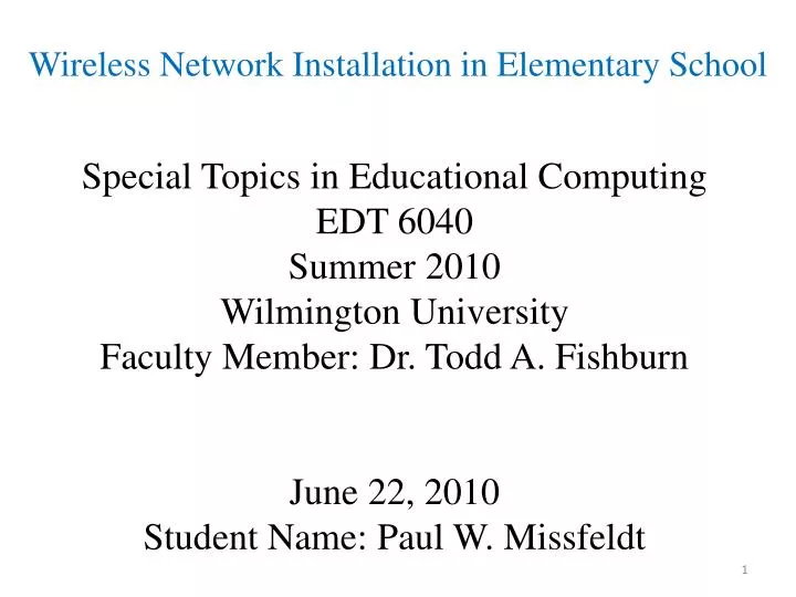 wireless network installation in elementary school