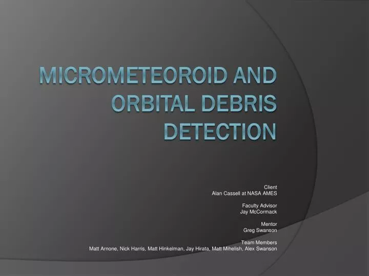 micrometeoroid and orbital debris detection