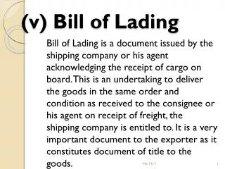 (v) Bill of Lading