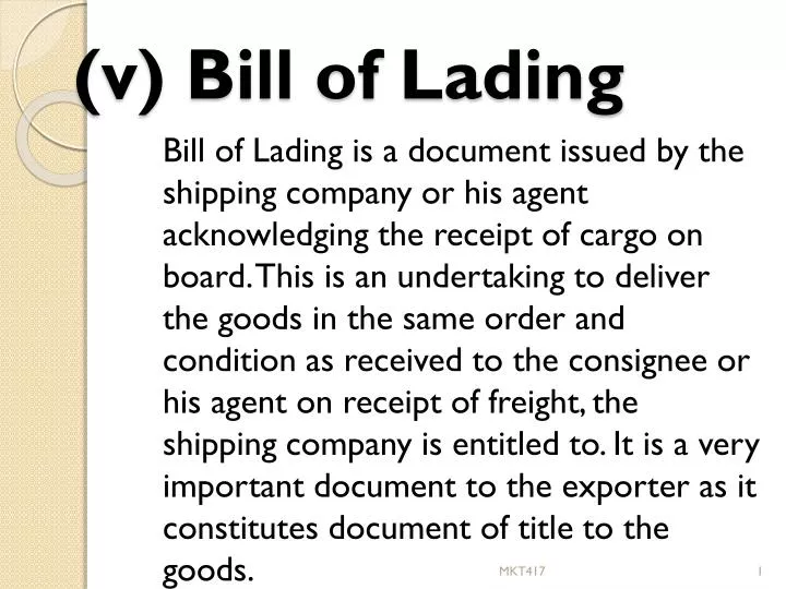 v bill of lading