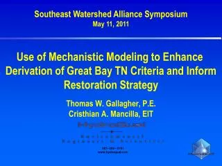 Southeast Watershed Alliance Symposium May 11, 2011