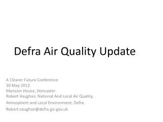Defra Air Quality Update