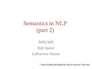 Semantics in NLP (part 2)