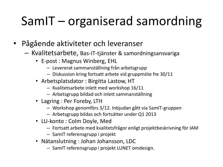 samit organiserad samordning