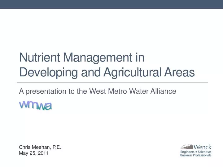 nutrient management in developing and agricultural areas