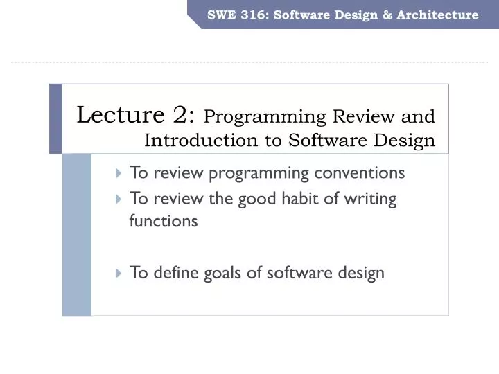 swe 316 software design architecture
