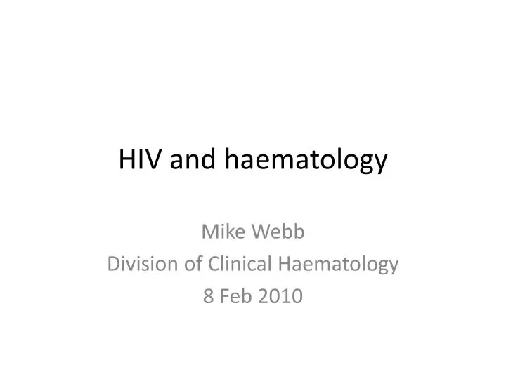 hiv and haematology