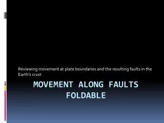 Movement along Faults Foldable