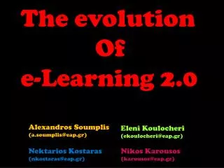 The evolution Of e-Learning 2.0