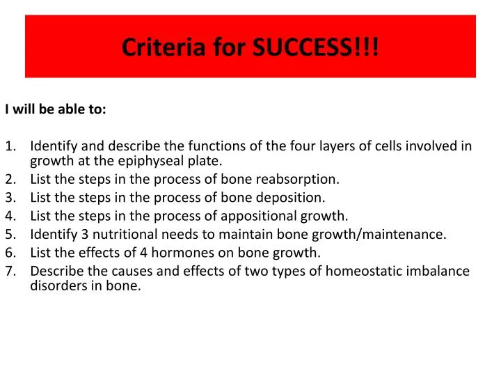 criteria for success