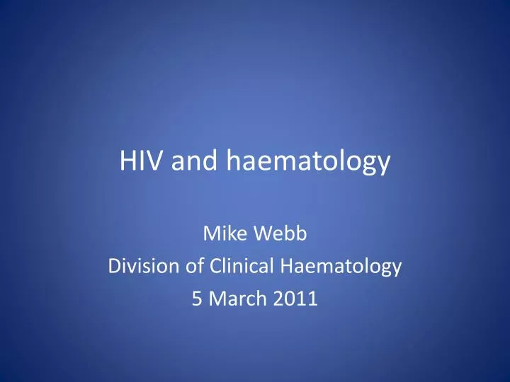 hiv and haematology