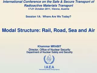 Khammar MRABIT Director, Office of Nuclear Security Department of Nuclear Safety and Security