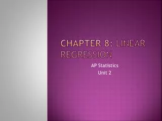 Chapter 8: Linear regression